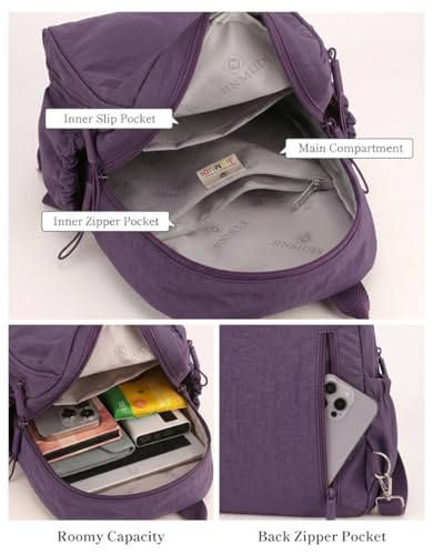 Mini Backpack for Women Nylon Small Backpack Purse Crossbody Sling Bag Convertible Backpack Casual Shopping Daypack (Purple) - color: Purple