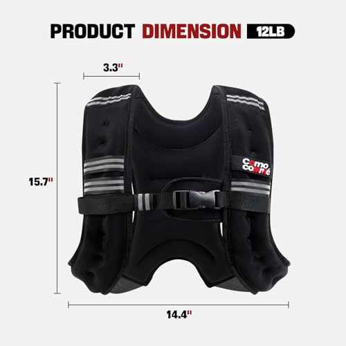 Weighted Vest, 5lb/10lb/12lb/15lb Weight Vest with Reflective Stripe for Women, Men, Rucking Vest for Walking Strength Training Running, Workout, Jogging - size: 5 lb