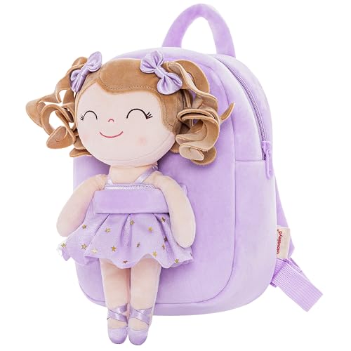 Gloveleya Toddler Backpack Baby Ballerina Girl Gifts Plush Curly Hair Ballet Backpack - White Purple 9 inches - color: A01 White Purple Backpack, size: 9 inches