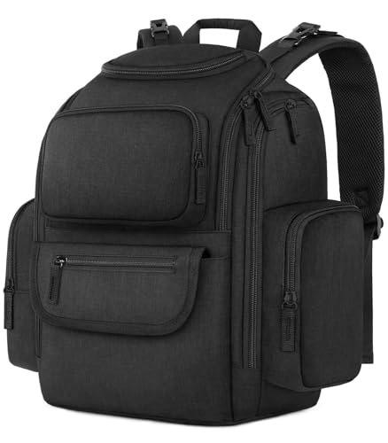 Mancro Diaper Bag Backpack, Extra Large Capacity Baby Diaper Backpack with 2 Insulated Pockets and Stroller Strap, Water Resistant Mens Diaper Bag for Travel，Black - color: Black, size: X-Large
