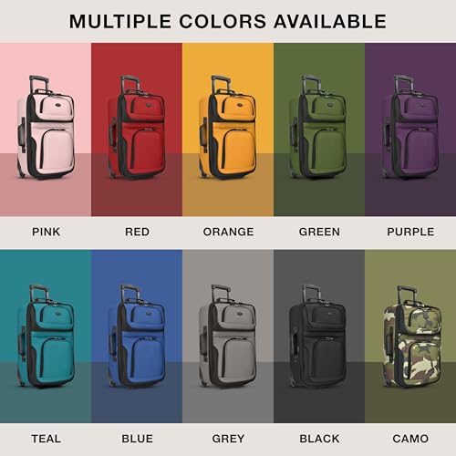 U.S. Traveler Rio Lightweight Softside Rolling Carry-on Suitcase, 2-Wheel Set, Teal - color: Teal, size: 21"/14"