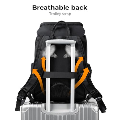K&F CONCEPT Camera Backpack, Hard Shell Camera Bag, Large Capacity Photography Backpack with 15.6" Laptop Compartment & Tripod Holder & Rain Cover - color: Black
