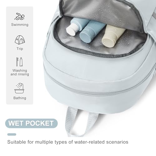 coofay Gym Backpack For Women, Gym Bag with Shoe Compartment - color: A-light Blue, size: Small