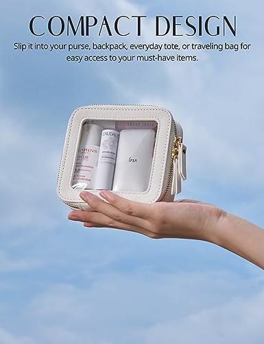 Popvibe Clear Makeup Case Toiletry Bag Travel Clear Cosmetic Bag with Zipper, Make Up Bag Organizer Traveling TSA Approved Transparent Makeup Bag Car for Essentials, Mini & Medium, White - color: White, style: Mini & Medium