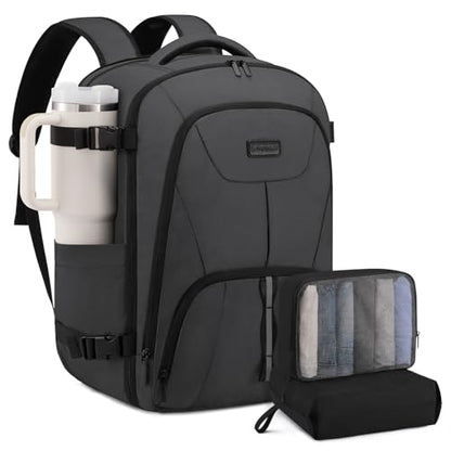LOVEVOOK Travel Carry on Backpack for Men Women,Expandable 40L Extra Large Travel Laptop Backpack,Water Resistant Durable TSA Airline Approved Business College Carry on Bag Fit 17 Inch Computer,3 Pcs - color: Grey-3pcs, size: 40L-3Pcs