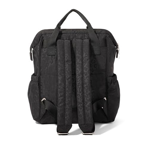 Baggallini City Scape Backpack - 15"x11" Lightweight Work Travel Bag w/Luggage Sleeve & RFID - color: Black Cheetah Emboss