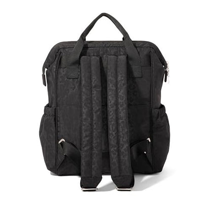 Baggallini City Scape Backpack - 15"x11" Lightweight Work Travel Bag w/Luggage Sleeve & RFID - color: Black Cheetah Emboss