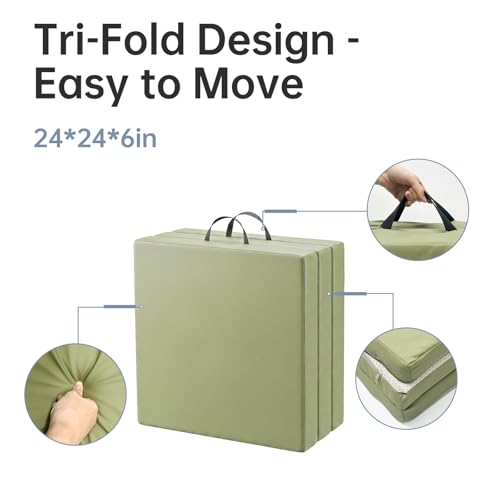 Foldable Yoga Mat, 2 Inches Extra Thick Non-Slip Design Fitness Mats,Better cushioning and shock-absorbing Multi-Purpose Exercise Pilates Mat for Home Studio-72 x 24 x 2" - color: Green