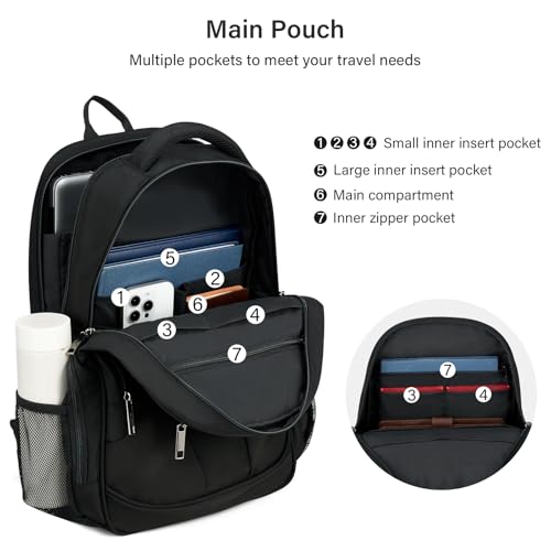MILADA Travel Backpack For Men Laptop Backpack Women Business Carry On Backpack Airline Approved Fits 16.5 Inch Laptop Bag Work Backpack, Black - color: Black