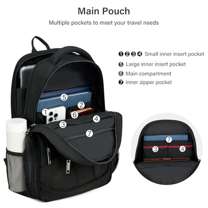 MILADA Travel Backpack For Men Laptop Backpack Women Business Carry On Backpack Airline Approved Fits 16.5 Inch Laptop Bag Work Backpack, Black - color: Black