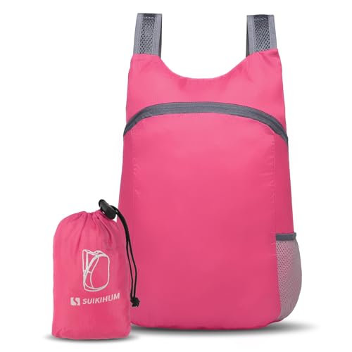 20L Ultra Hiking-Daypack Lightweight Foldable Travel Packable Backpack for Camping Cycling Outdoor,rose Red - color: Rose Red