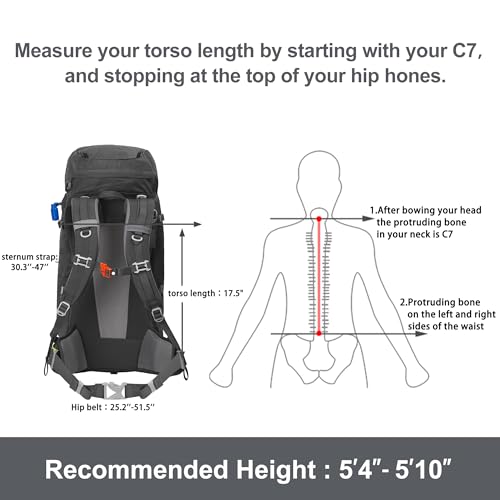 N NEVO RHINO Internal Frame Hiking Backpack 50/60/65/70/80L, Mountain Climbing Camping Backpack Daypack Waterproof Rain Cover | Mountain Climbing - color: 07 Grey, size: 45+5L