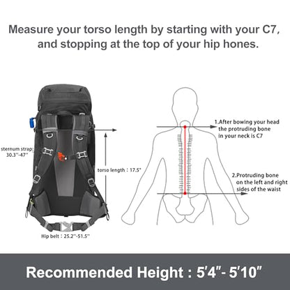 N NEVO RHINO Internal Frame Hiking Backpack 50/60/65/70/80L, Mountain Climbing Camping Backpack Daypack Waterproof Rain Cover | Mountain Climbing - color: 07 Grey, size: 45+5L