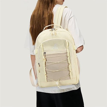 Lanola Student Teens Bookbags Business Travel Durable Water Resistant Backpack School bags College for Women & Men - Beige - color: Beige