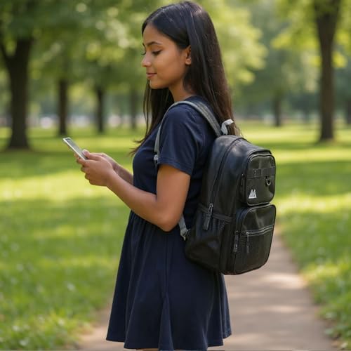 Summit Ridge Travel Backpack for Men and Women, Spacious Work Daypack with Water Bottle Pockets (Black) - color: Black