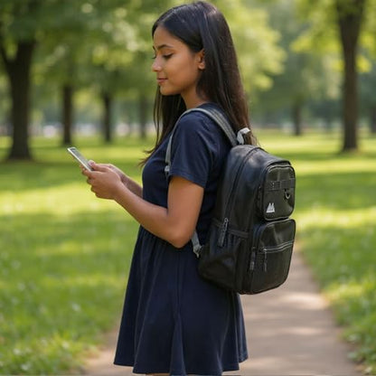 Summit Ridge Travel Backpack for Men and Women, Spacious Work Daypack with Water Bottle Pockets (Black) - color: Black
