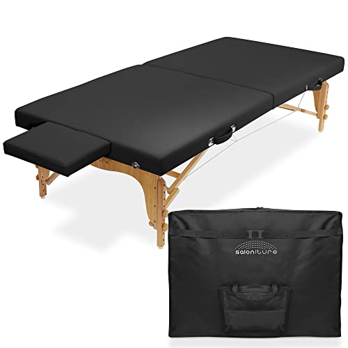 Saloniture Portable Physical Therapy Massage Table - Low to Ground Stretching Treatment Mat Platform - Black - color: Black