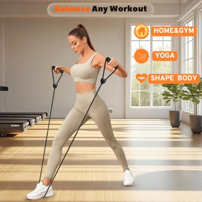 ONIPAX 1 Pair Stepper Resistance Bands with Handles & Connecting Strap – Workout & Exercise Bands for Strength Training, Muscle Toning, Home Gym Fitness Equipment