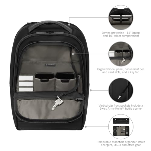 Victorinox Altmont Professional Compact Laptop Backpack - Tablet & Laptop Bag for Travel Accessories - Computer Backpack Includes Sleek Organizer - 16 Liters, Black - size: 16 IN