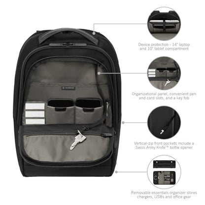 Victorinox Altmont Professional Compact Laptop Backpack - Tablet & Laptop Bag for Travel Accessories - Computer Backpack Includes Sleek Organizer - 16 Liters, Black - size: 16 IN