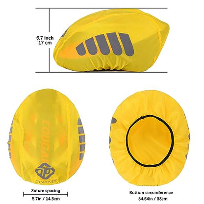 TOPIND Bike Helmet Cover High Visibility Waterproof Cycling Helmet Rain Cover with Reflective Strip Dustproof Breathable Mountain Road Bicycle Helmet Snow Cover Ride Gear - color: Yellow, size: Large