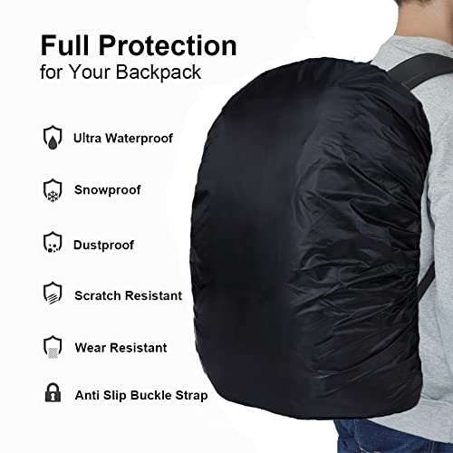 Waterproof Backpack Rain Cover with Anti Slip Buckle Strap for Camping, Hiking, Traveling, Hunting, Biking, 15-80L - color: Black, size: 40L - 50L