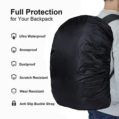 Waterproof Backpack Rain Cover with Anti Slip Buckle Strap for Camping, Hiking, Traveling, Hunting, Biking, 15-80L - color: Black, size: 40L - 50L