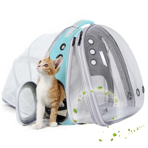 Dual Expandable Cat Backpack Carrier, Fit up to 20 lbs, Expandable Pet Carrier Backpack for Large Fat Cat and Small Puppy - color: Green