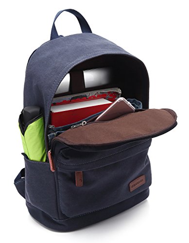 kayond Casual Style Lightweight canvas Laptop Bag/Durable Travel backpacks/Rucksack for Men&Women/Fashion Backpack Fits 15 inch Notebook (navy blue) - color: Navy Blue