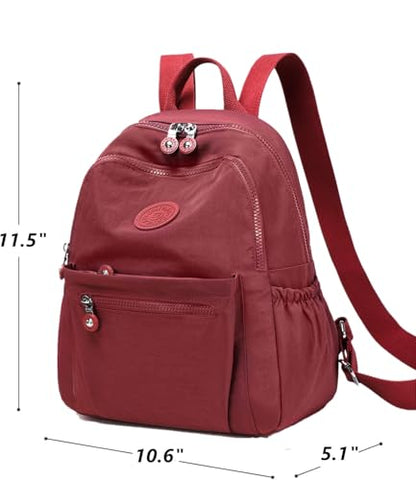 Backpack Purse for Women Ladies Nylon Bag Casual Daypack Travel Shopping Pack (A Style Wine Red) - color: A Style Wine Red
