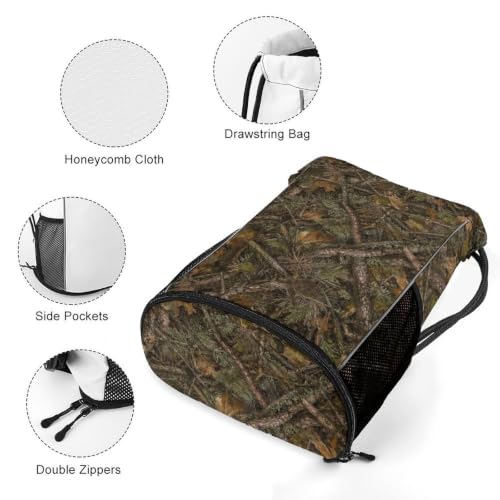 Camo Drawstring Backpack Gym Bag With Shoe Compartment String Bag Sport Beach Swimming Sackpack For Women Men - color: Camo
