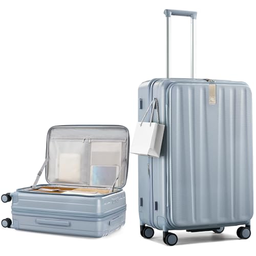 Hanke 26 Inch Expandable Luggage Top Opening Checked Bag Luggage Hard Shell Suitcases with Wheels Lightweight Travel Luggage Heavy Duty Luggage Suitcase with Lock for Woman Men-Grey - color: Grey, size: 26 Inch Expandable