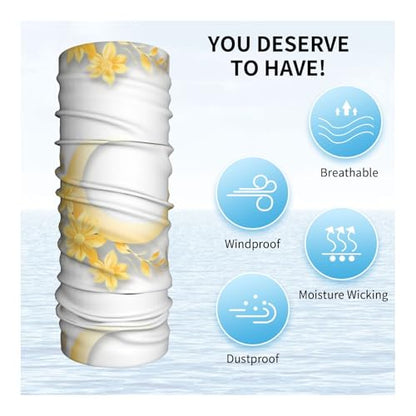 Golden Flowers Moon Prints Multifunctional Sport Headband – Seamless Stretch Neck Gaiter for Hiking, Biking, Running & Outdoor Activities – Soft, Quick-Dry, No-Fade Design
