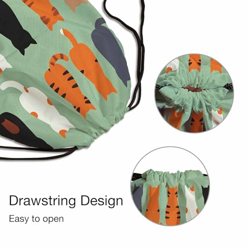 Cats Butts Drawstring Bag 14x16.9 Inch Cartoon Cats Poses Behind Gym bag Stroage Small Exercise Accessiors Water Bottle Change of Clothes Shoes - color: Cats