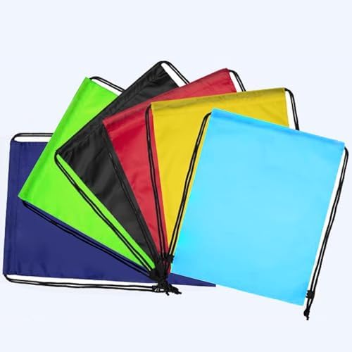 Drawstring Backpack 6PCS Bulk String Backpack Drawstring Bags Sport Gym Cinch Bag Nylon String Bag for Women Men (6PCS) - color: 6pcs