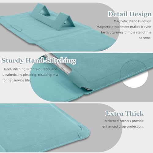 13-14 Inch Protective Laptop Sleeve Case with Stand, for MacBook Pro 14'' M5~M1, Pro/Max(2026-2021), MacBook Air 13.6'' M5-M2, (2026-2022), Matte PU Leather Laptop Case 13-14" (Blue-Green) - color: Blue-Green, size: 13-14 Inch