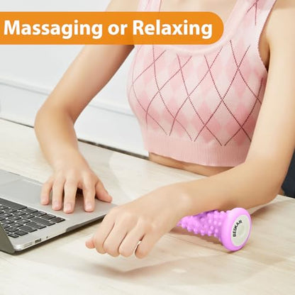 BESKAR Foot Massager Roller for Plantar Fasciitis Relief, Portable Feet Roller to Deep Tissue Muscle Massage, Foot Arch and Heel Pain, Reflexology Tool - color: Purple