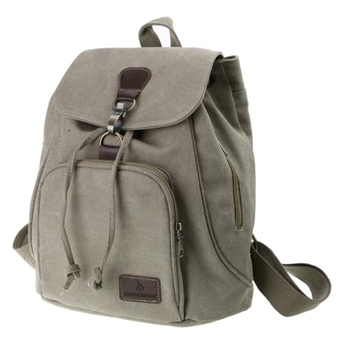 Stylish Canvas Backpack for Women Travel Daypack Trendy School Bag with Spacious Storage - color: Army Green