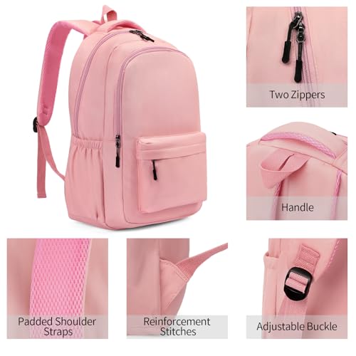 GAEKEAO Everyday Backpack for Women Men, Lightweight Casual Bookbag Travel Backpack for Work College Commute Pink - color: C04 Pink
