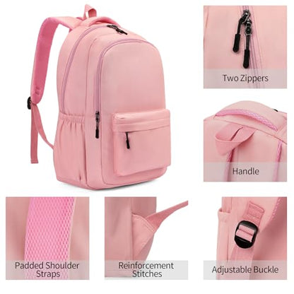 GAEKEAO Everyday Backpack for Women Men, Lightweight Casual Bookbag Travel Backpack for Work College Commute Pink - color: C04 Pink
