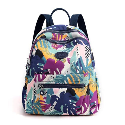 Tanweibago Mini Nylon Women Backpacks,11L Small Ladies backpacks Casual Lightweight Women Shopping Travel Daypack (A-Leaves Blue) - color: A-leaves Blue