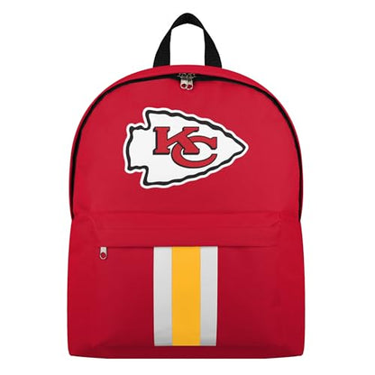 FOCO NFL Officially Licensed Team Color Primary Logo Solid Stripe Football School Bag Travel Backpack - Kansas City Chiefs - Red - color: Kansas City Chiefs