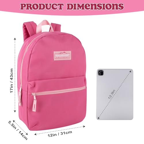 Trail maker Classic 17 inch Backpacks with Adjustable Padded Straps | School Backpacks for Girls, Boys (Pink) - color: Pink