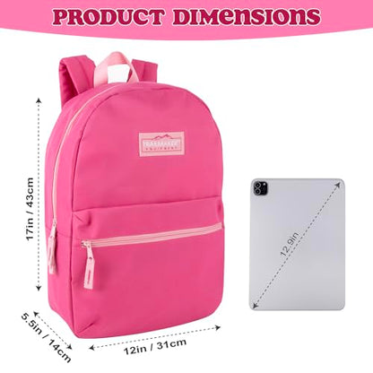 Trail maker Classic 17 inch Backpacks with Adjustable Padded Straps | School Backpacks for Girls, Boys (Pink) - color: Pink