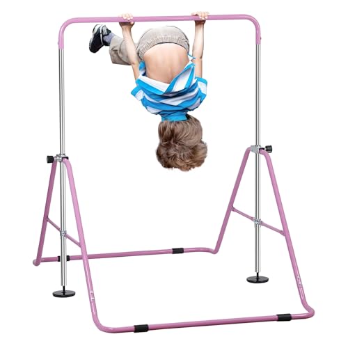Nouva Expandable Gymnastics Bar for Kids - 5 Adjustable Heights Gymnastic Horizontal Bars Equipment Junior Training Bar Steady Steel Construction for Home, Gym Center