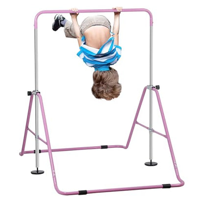 Nouva Expandable Gymnastics Bar for Kids - 5 Adjustable Heights Gymnastic Horizontal Bars Equipment Junior Training Bar Steady Steel Construction for Home, Gym Center