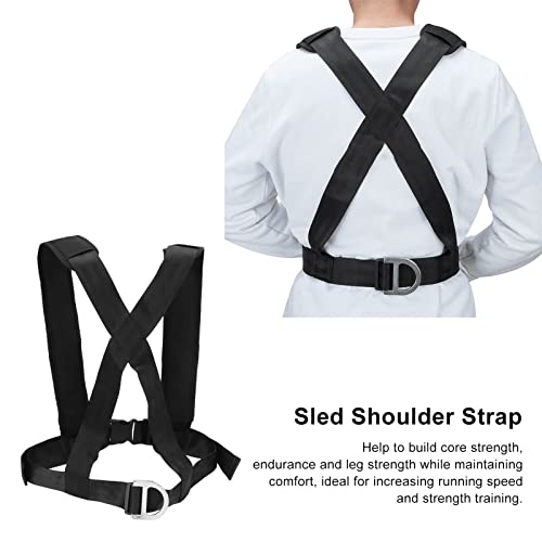 Sled Harness Resistance Strap, Black Nylon Tire Pulling Fitness Equipment, Strength Training - Padded Shoulder Straps, Durable Design, Ideal for Speed Agility and Endurance