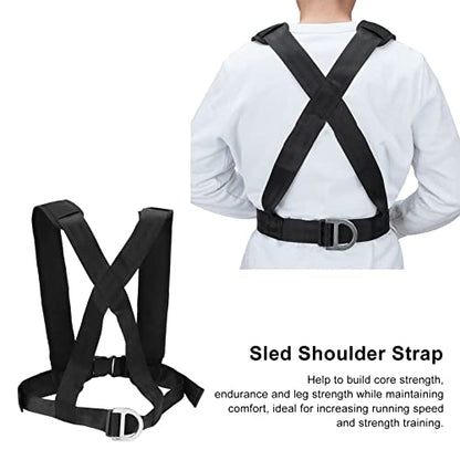 Sled Harness Resistance Strap, Black Nylon Tire Pulling Fitness Equipment, Strength Training - Padded Shoulder Straps, Durable Design, Ideal for Speed Agility and Endurance