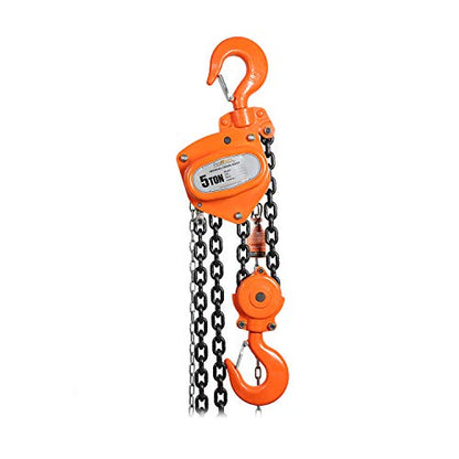 Prowinch 11,000 lbs. (5 Ton) 30 ft Manual Chain Hoist with G80 Black Tempered Chain for Heavy-Duty Lifting Applications and Enhanced Durability - size: 5 TON 30 FT