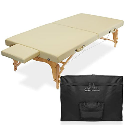 Saloniture Portable Physical Therapy Massage Table - Low to Ground Stretching Treatment Mat Platform - Cream - color: Cream